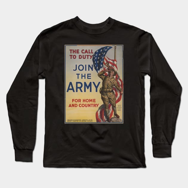 Join The Army For Home And Country - World War I Poster Long Sleeve T-Shirt by Struggleville